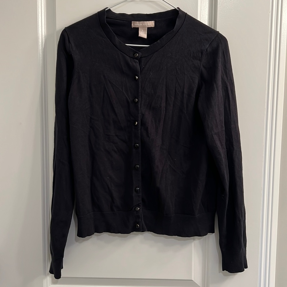Banana Republic Black Silk-blend Cardigan L